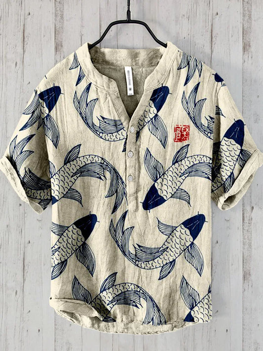 Lisbeth™ | Vintage-Shirt mit japanischen Fischmotiven