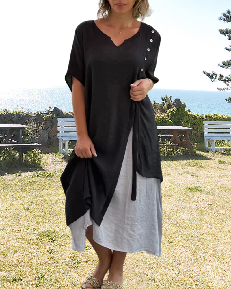 Christel™ | Asymmetrische Kurzarmkleid