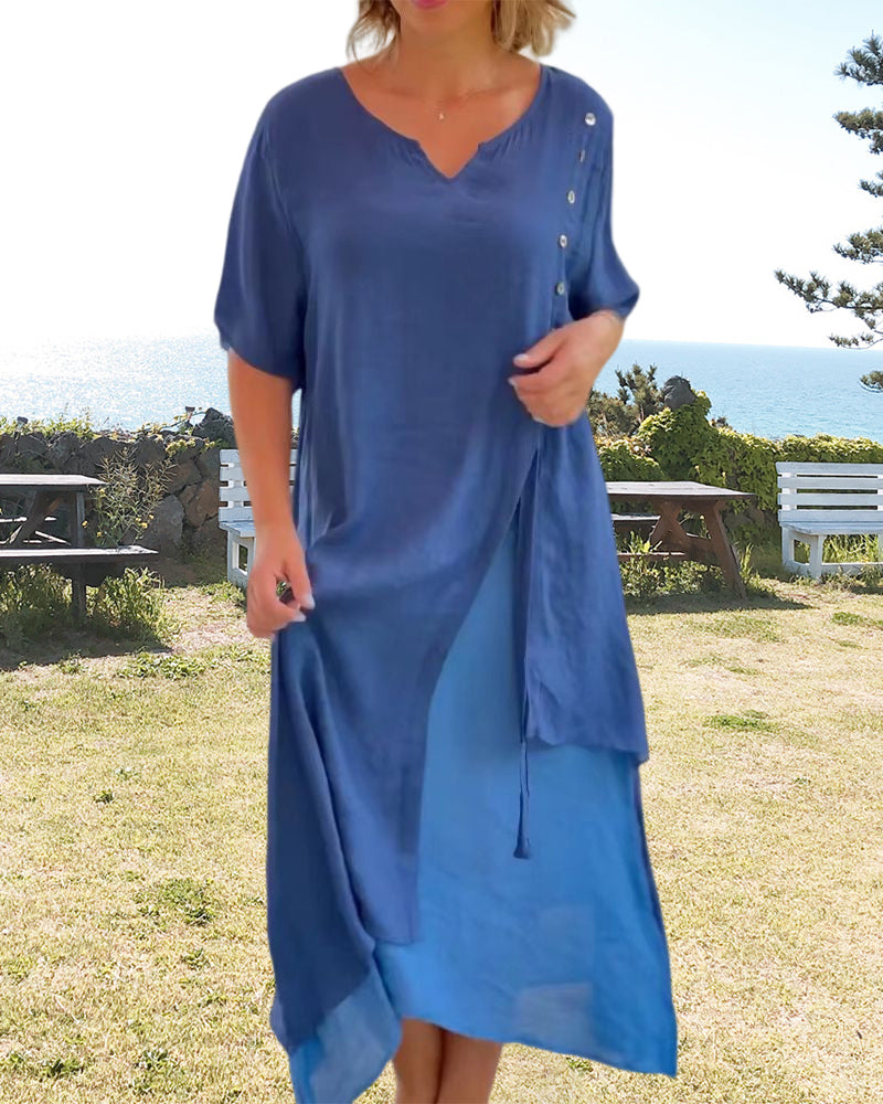 Christel™ | Asymmetrische Kurzarmkleid