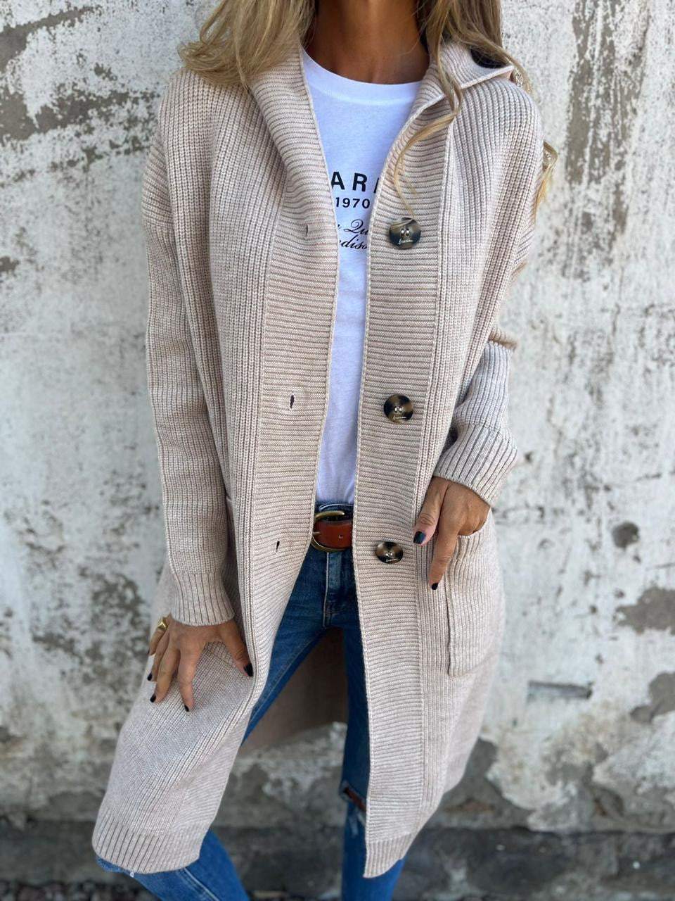 Regina™ | Eleganter langer Strickcardigan