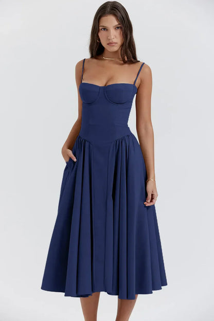 Helena™ | Ärmelloses Korsett-Midikleid