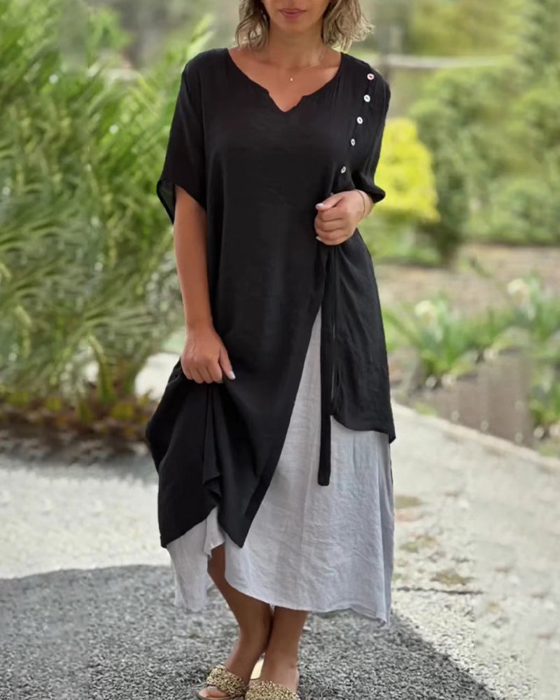 Christel™ | Asymmetrische Kurzarmkleid