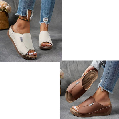 Bequeme Slides mit Fußgewölbeunterstützung – Einfarbige Damensandalen – Atmungsaktiv