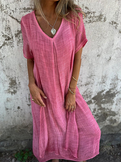 Carlene™ | Langes Kleid mit V-Ausschnitt