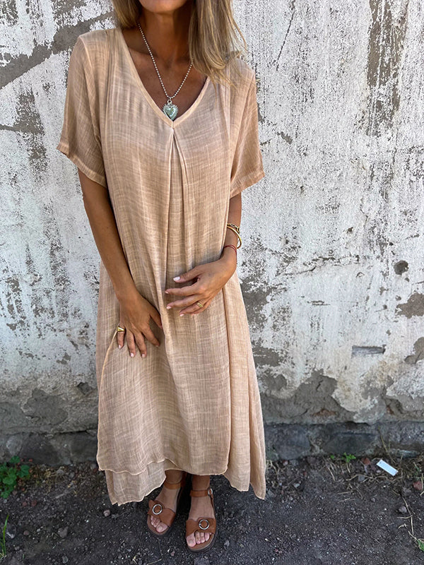 Carlene™ | Langes Kleid mit V-Ausschnitt