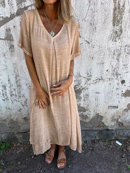 Carlene™ | Langes Kleid mit V-Ausschnitt
