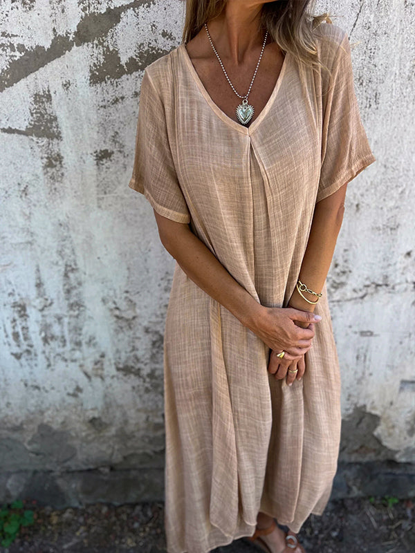 Carlene™ | Langes Kleid mit V-Ausschnitt