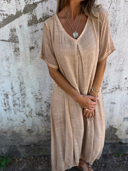 Carlene™ | Langes Kleid mit V-Ausschnitt