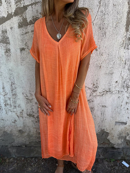 Carlene™ | Langes Kleid mit V-Ausschnitt