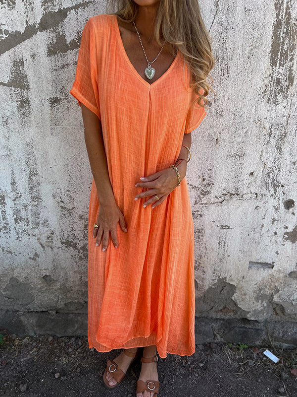 Carlene™ | Langes Kleid mit V-Ausschnitt