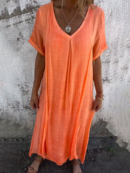 Carlene™ | Langes Kleid mit V-Ausschnitt