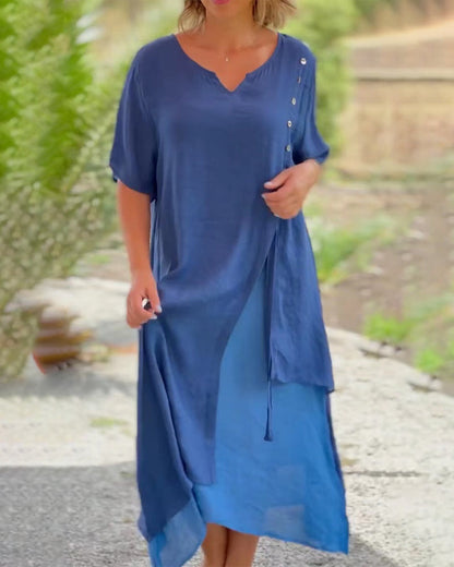 Christel™ | Asymmetrische Kurzarmkleid