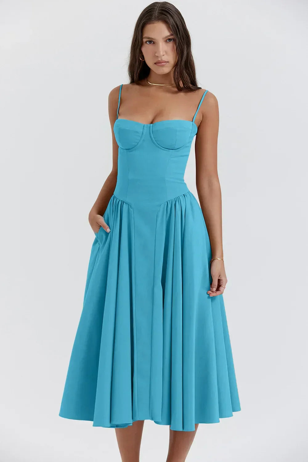 Helena™ | Ärmelloses Korsett-Midikleid