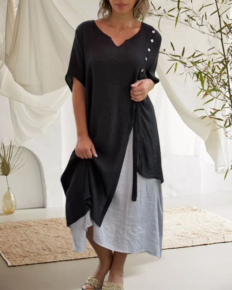 Christel™ | Asymmetrische Kurzarmkleid