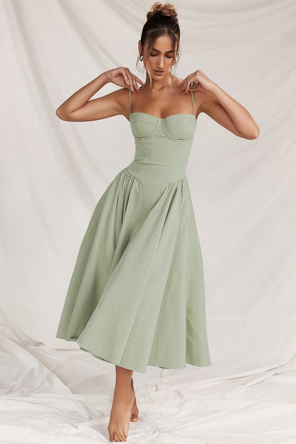Helena™ | Ärmelloses Korsett-Midikleid