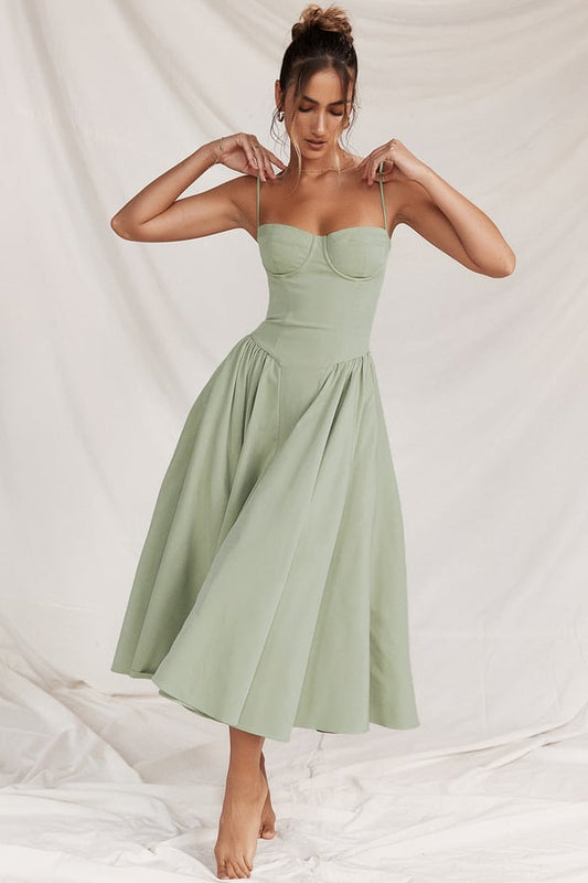 Helena™ | Ärmelloses Korsett-Midikleid