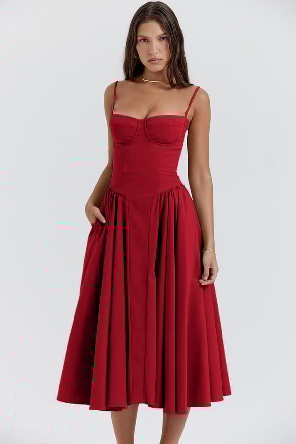 Helena™ | Ärmelloses Korsett-Midikleid