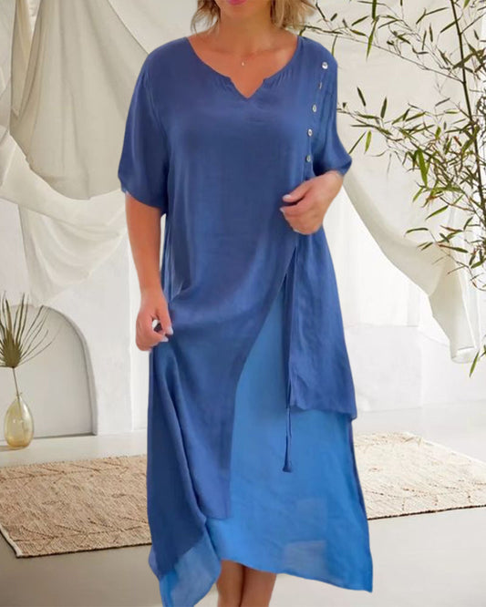 Christel™ | Asymmetrische Kurzarmkleid