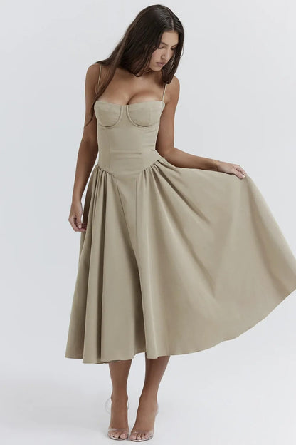 Helena™ | Ärmelloses Korsett-Midikleid