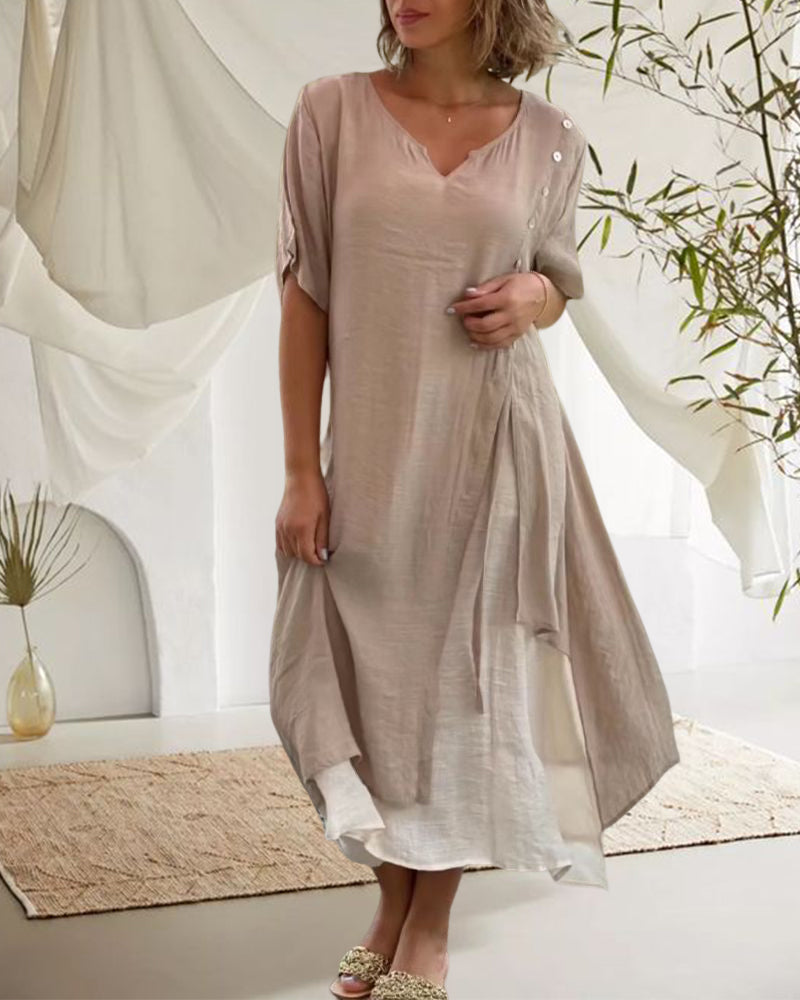 Christel™ | Asymmetrische Kurzarmkleid