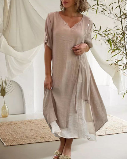 Christel™ | Asymmetrische Kurzarmkleid