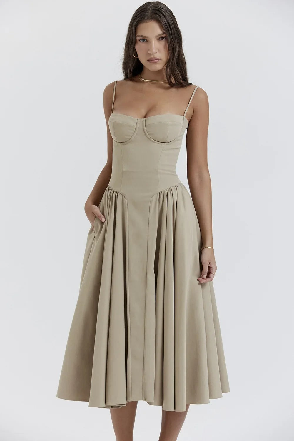 Helena™ | Ärmelloses Korsett-Midikleid