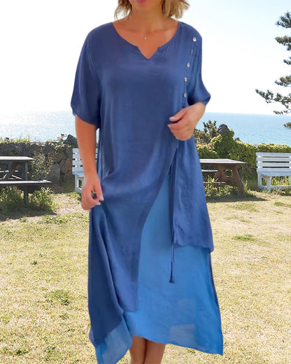 Christel™ | Asymmetrische Kurzarmkleid