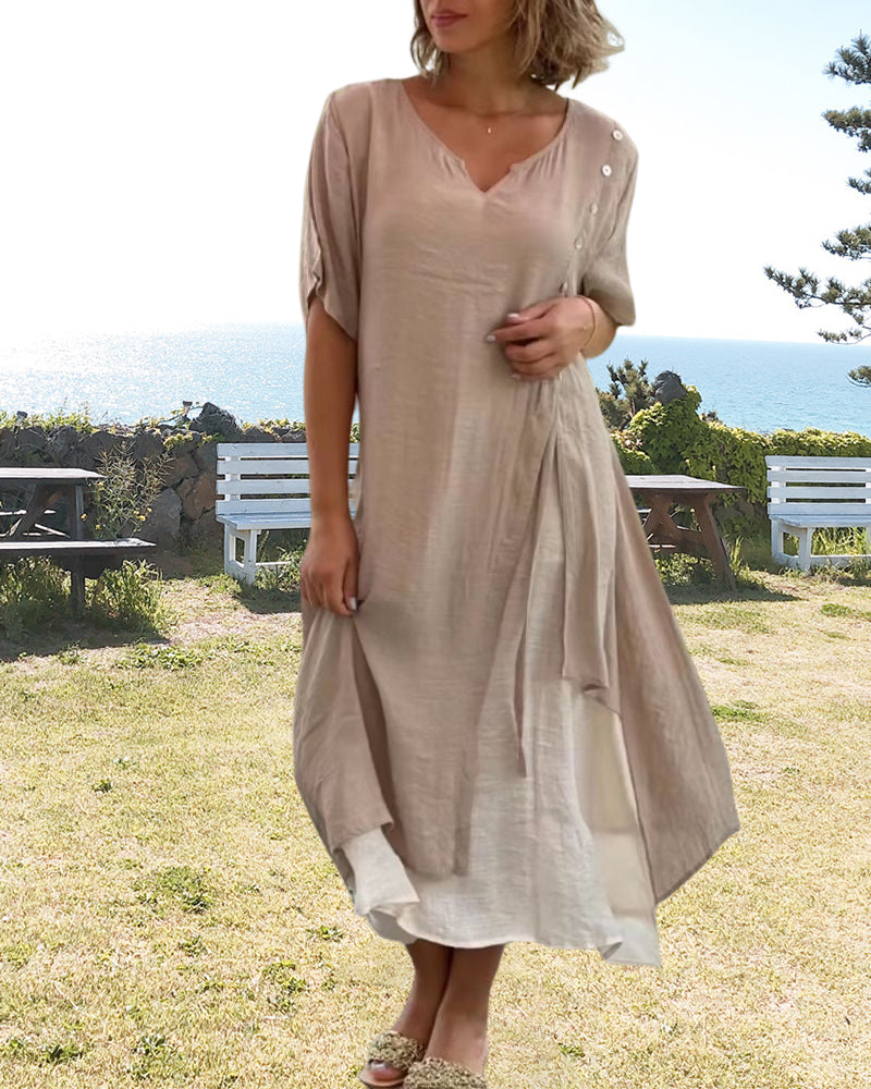 Christel™ | Asymmetrische Kurzarmkleid