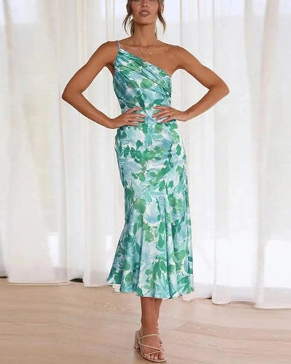 Carina™| Asymmetrisches Maxikleid mit floralem Muster
