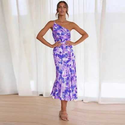 Carina™| Asymmetrisches Maxikleid mit floralem Muster