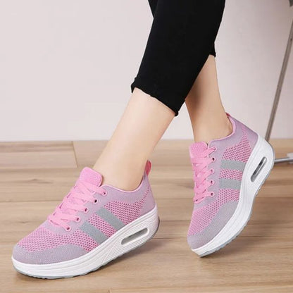 Damen Sneakers – Atmungsaktives Strickmaterial – Gepolsterte Sohle – Schnürverschluss