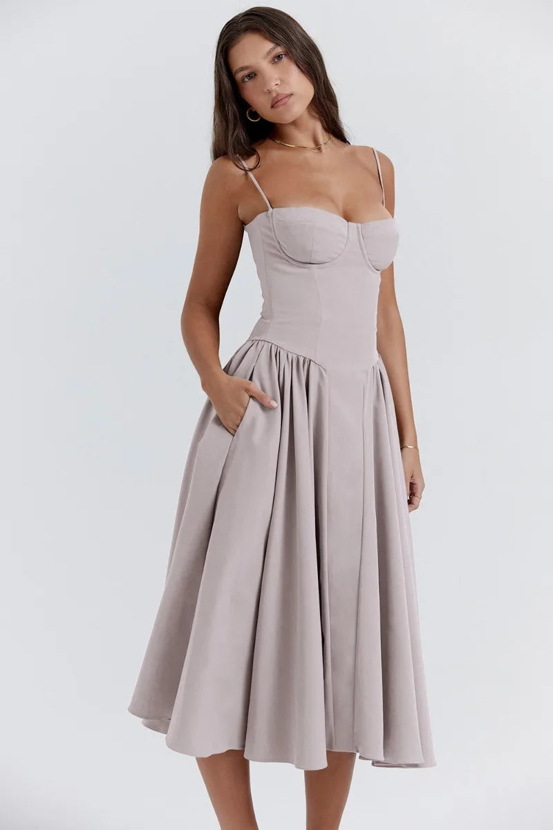 Helena™ | Ärmelloses Korsett-Midikleid