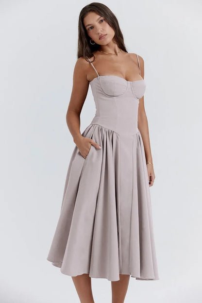 Helena™ | Ärmelloses Korsett-Midikleid