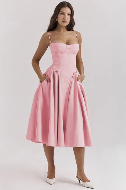 Helena™ | Ärmelloses Korsett-Midikleid
