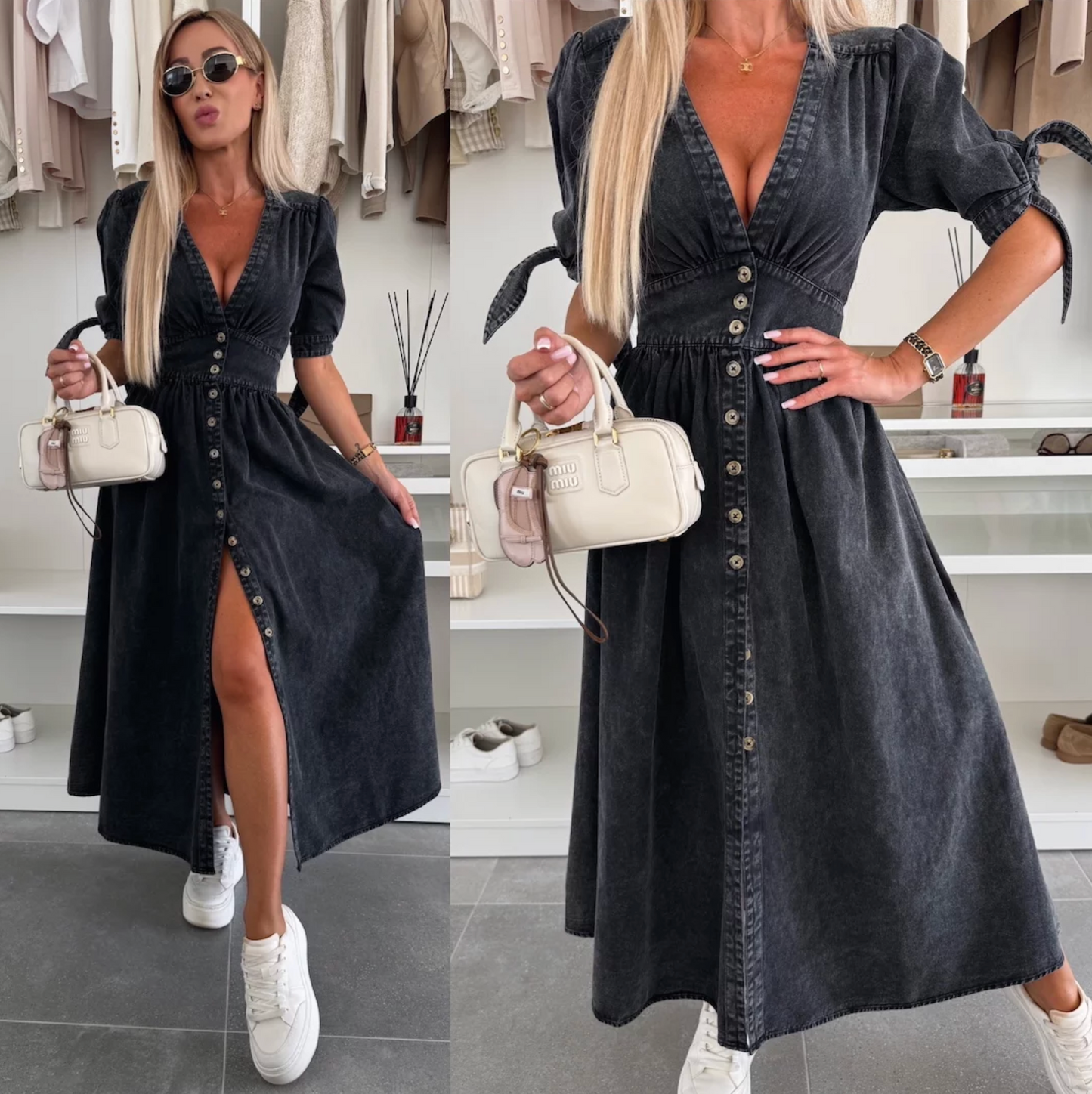 Clara™ | Strahlendes Denim-Kleid