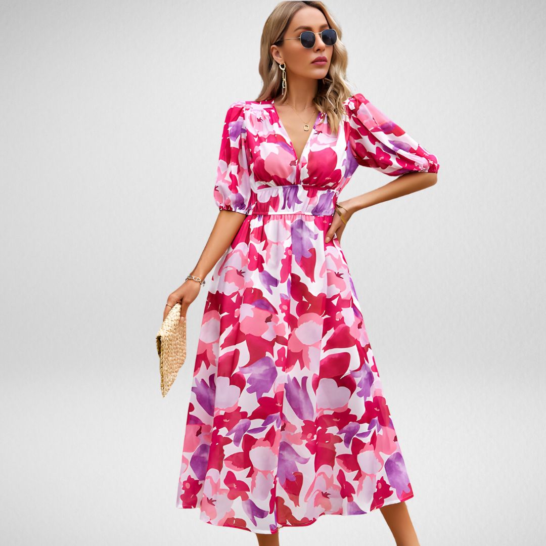 Angela™ | Charmantes Kleid mit V-Ausschnitt