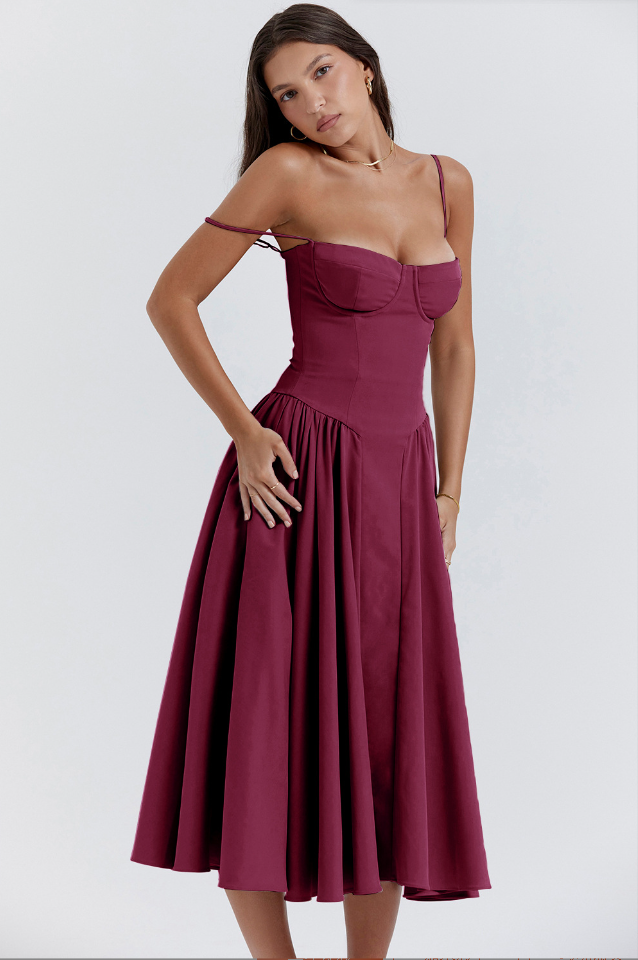 Helena™ | Ärmelloses Korsett-Midikleid