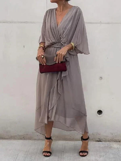 Adele™ | V-Ausschnitt-Chiffon-Kleid